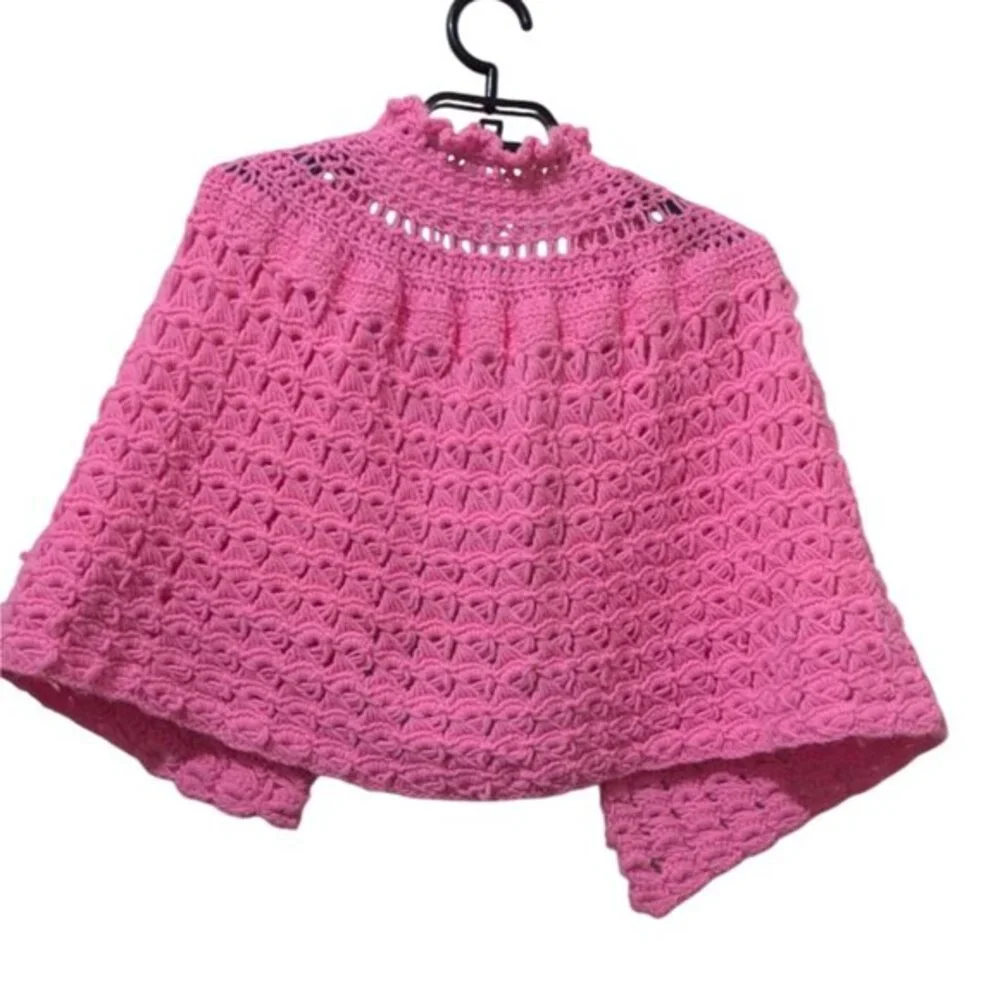 Vintage Pink Crochet Fiber Art Wall Hanging Photography Prop Shell‎ Stitch